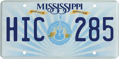 MS license plate HIC285