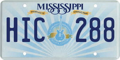 MS license plate HIC288