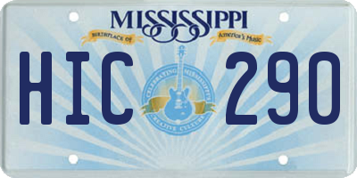 MS license plate HIC290