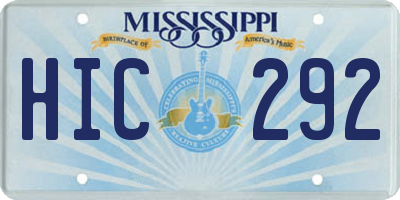 MS license plate HIC292