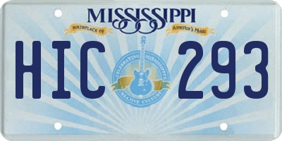 MS license plate HIC293