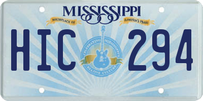MS license plate HIC294