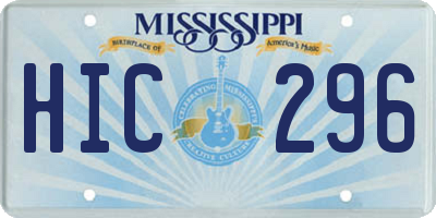 MS license plate HIC296