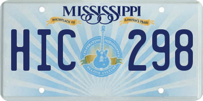 MS license plate HIC298