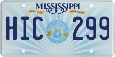 MS license plate HIC299