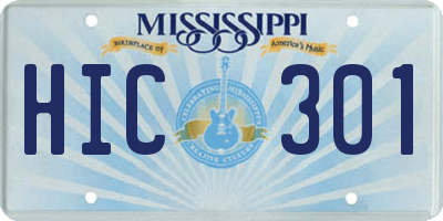 MS license plate HIC301