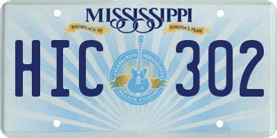 MS license plate HIC302