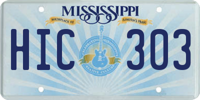 MS license plate HIC303