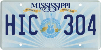 MS license plate HIC304