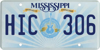 MS license plate HIC306