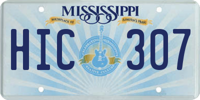 MS license plate HIC307