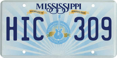 MS license plate HIC309