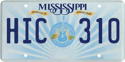 MS license plate HIC310