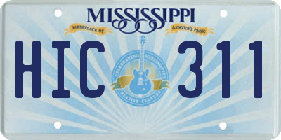 MS license plate HIC311