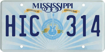 MS license plate HIC314