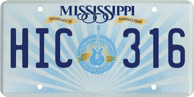 MS license plate HIC316