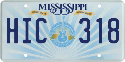 MS license plate HIC318