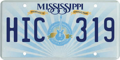 MS license plate HIC319