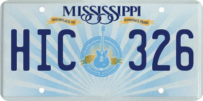 MS license plate HIC326