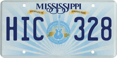 MS license plate HIC328
