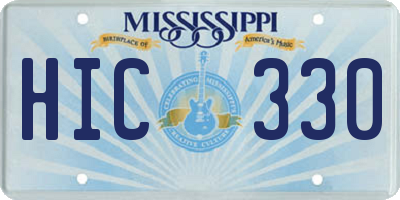 MS license plate HIC330