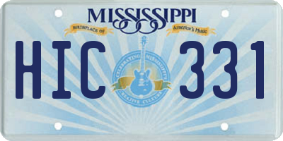 MS license plate HIC331