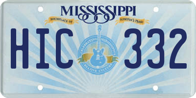 MS license plate HIC332