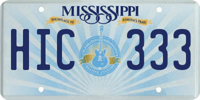 MS license plate HIC333