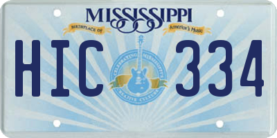 MS license plate HIC334