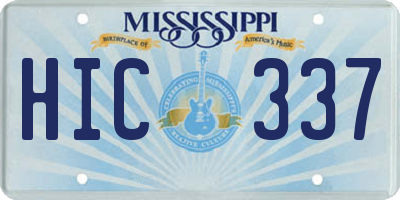MS license plate HIC337