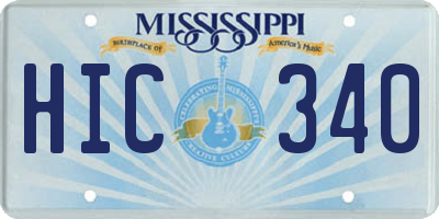 MS license plate HIC340