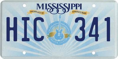 MS license plate HIC341