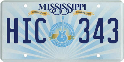 MS license plate HIC343