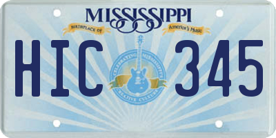 MS license plate HIC345