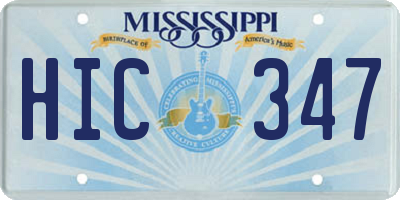 MS license plate HIC347