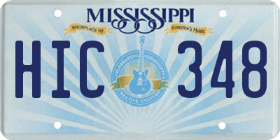 MS license plate HIC348
