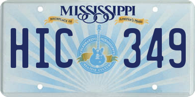 MS license plate HIC349