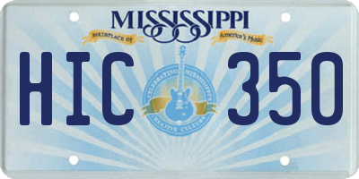 MS license plate HIC350