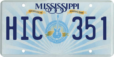 MS license plate HIC351