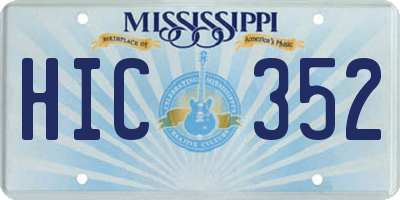 MS license plate HIC352