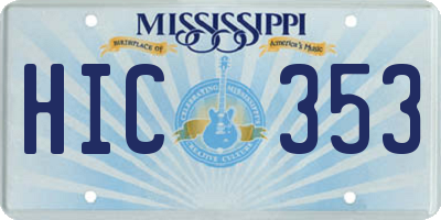 MS license plate HIC353