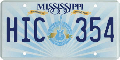 MS license plate HIC354