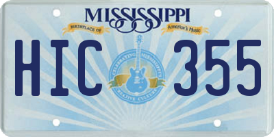 MS license plate HIC355