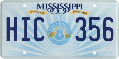 MS license plate HIC356