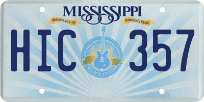 MS license plate HIC357