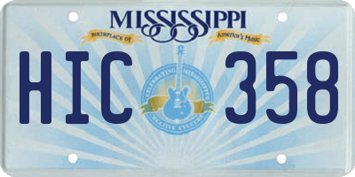 MS license plate HIC358