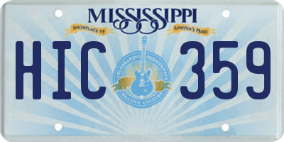 MS license plate HIC359