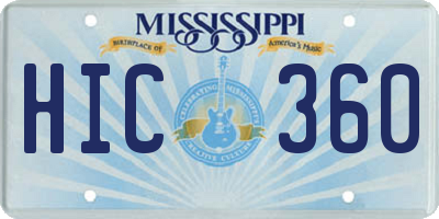 MS license plate HIC360