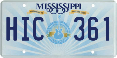 MS license plate HIC361