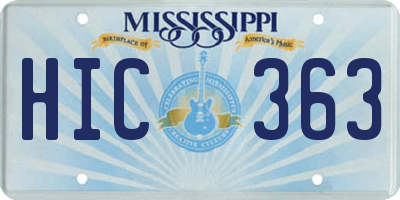 MS license plate HIC363